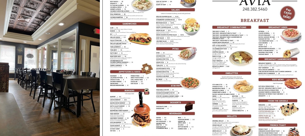 Avia Family Dining Menu